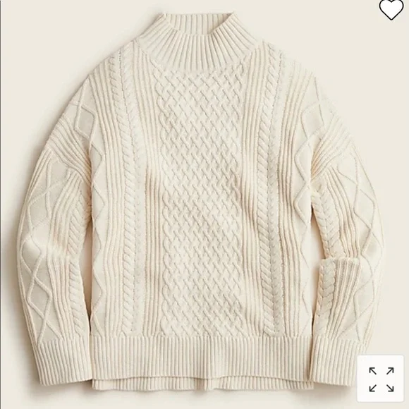 J Crew Long Cotton Cable Knit Mockneck Sweater Style BD709 - Picture 15 of 16